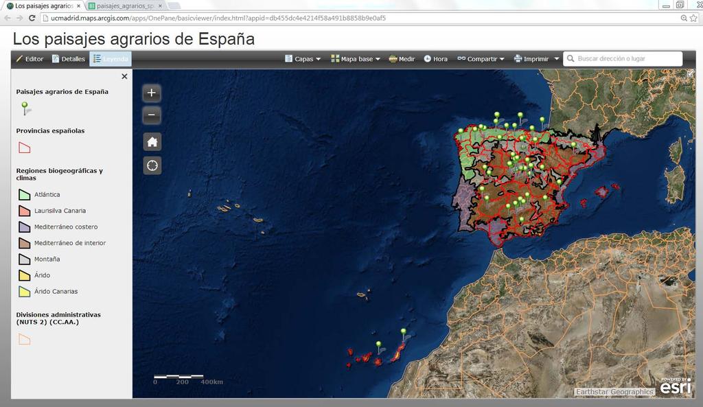 Los paisajes agrarios de España Mapa elaborado la información aportada por los alumnos del Master del Profesorado de Secundaria en la asignatura de Geografía. Cada alumno elaboró su propio mapa.