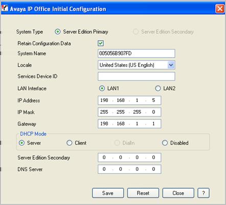 Configuración del servidor de IP Office Server Edition usando IP Office Server Edition Manager 2.