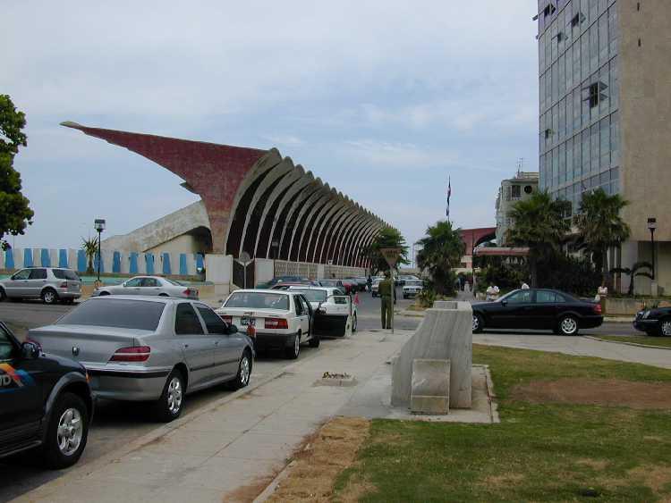 CANCILLERIA (RIGHT) AND STADIUM WHERE PARQUE MARTI USED TO BE