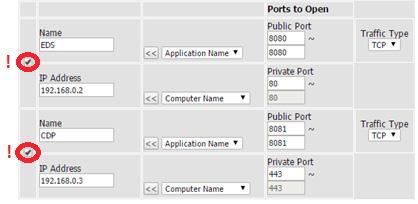 7.- Acceder al menú Advanced y en el apartado Port Forwarding rules enrutar el PV-Monitor y el CDP-0 como se indica en la Figura 11. Figura 11: Pantalla de configuración del router 8.