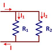 Regla de división de corriente I 1 = R R2 + R 1 2 I I 2 = R R1 + R 1 2 I