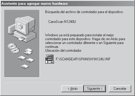 Usuarios de Windows 98 Cuando se le pida que inserte el CD ROM de Windows 98, siga las instrucciones indicadas a continuación. a. Haga clic en [Aceptar]. b.