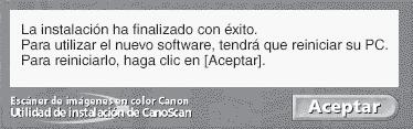 Aparecerá el menú principal de la Utilidad de instalación de CanoScan. Si el menú de selección de idioma no aparece automáticamente, extraiga el CD-ROM y vuelva a insertarlo. 2.