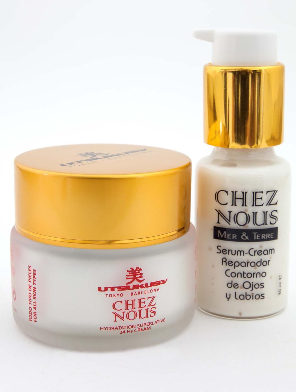 CHEZ NOUS FACIAL +40, pieles mixtas HIDRATANTE 24 HS CAVIAR Kit mantenimiento en casa Crema 50 ml + serum 30 ml.