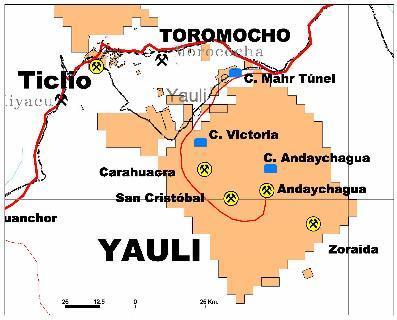 Proyectos de cobre Volcan tiene prospectos importantes de Cu del tamaño de Toromocho Proyectos de prioridad: Chumpe, Rica Cerreña, Carhuacayan Toromocho (Chinalco) Recursos 1.5B TM con 0.