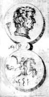 3, de Paruta (arriba) con la copia que de ella hace Lastanosa (lám. 49, núm. 164) (izqda.