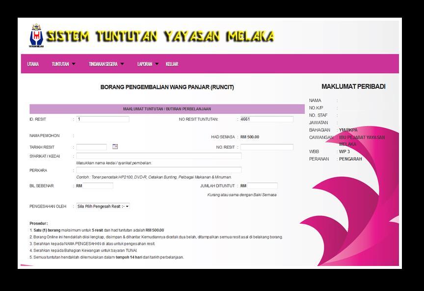 intranet ini juga boleh dicapai secara rangkaian luaran melalui laman web Yayasan Melaka bagi memastikan informasi berkaitan