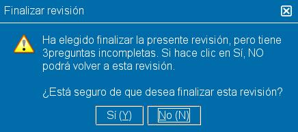 Cuando haya completado su revisión y vuelto a la pantalla de del Examen, puede pulsar el botón Finalizar revisión (E).