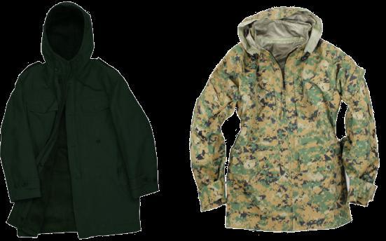 las armas. 14. Camisa de combate, abrigos y jacket. Para pesonal masculino y femenino.
