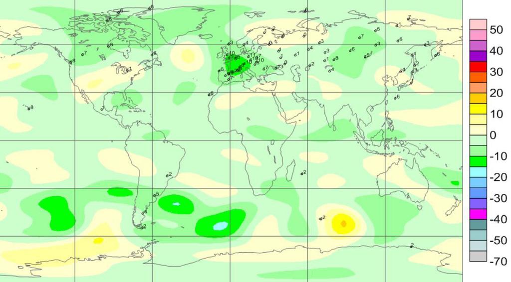 Por otro lado concentraciones bajas de ozono también se muestran en Indonesia y Papúa Nueva Granada así como en el extremo nor-este de Australia. Figura 6.