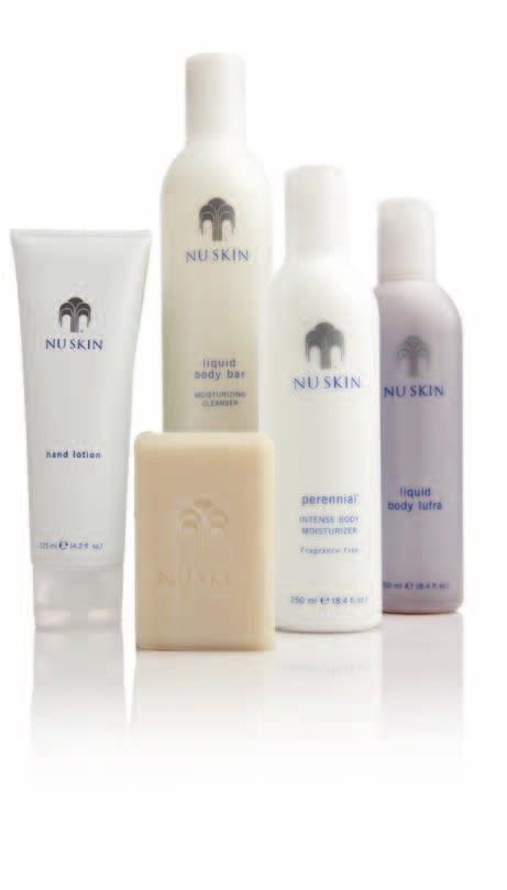 CUIDADO DEL CUERPO Los productos para el cuidado del cuerpo Nu Skin contienen ingredientes diseñados para acondicionar y suavizar.
