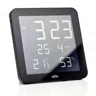 BRAUN BNC-014-BK RELOJ DESPERTADOR DIGITAL DE PARED NEGRO Este reloj despertador digital de pared cuenta con un indicador de temperatura y humedad interior.