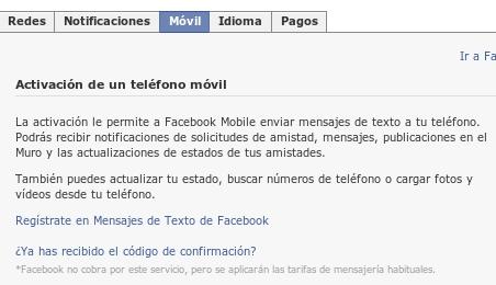 Opción de configurar un móvil (no disponible aún en España), idioma en el que quieres tener Facebook y pagos Poco que comentar en estos tres apartados: Móvil Aún España no está disponible para