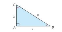 a is the hypotenuse b and c are the legs. Pythagorean theorem: In a right triangle the sum of the squares of the lengths of the legs is equals to the square of the length of the hypotenuse.