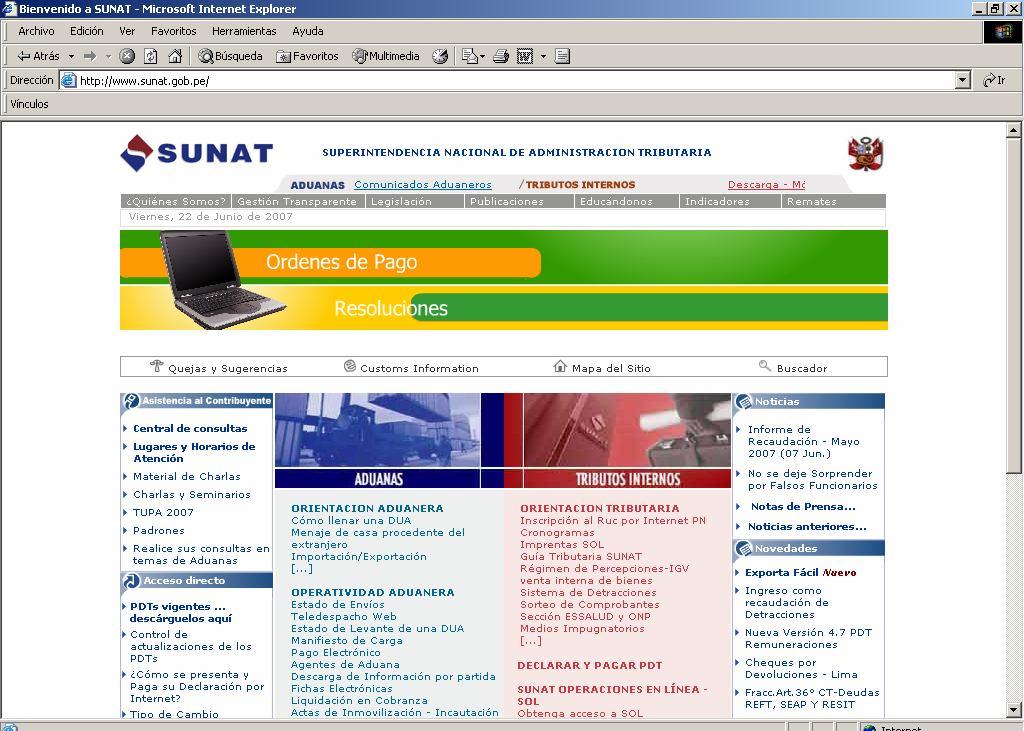 El exportador debe llenar la DEF directamente en la página Web de SUNAT: www.sunat.gob.