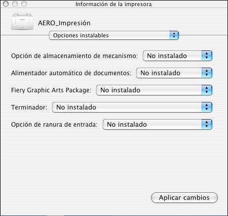 CONFIGURACIÓN DE LA IMPRESIÓN EN MAC OS X 13 4 Seleccione Opciones instalables.