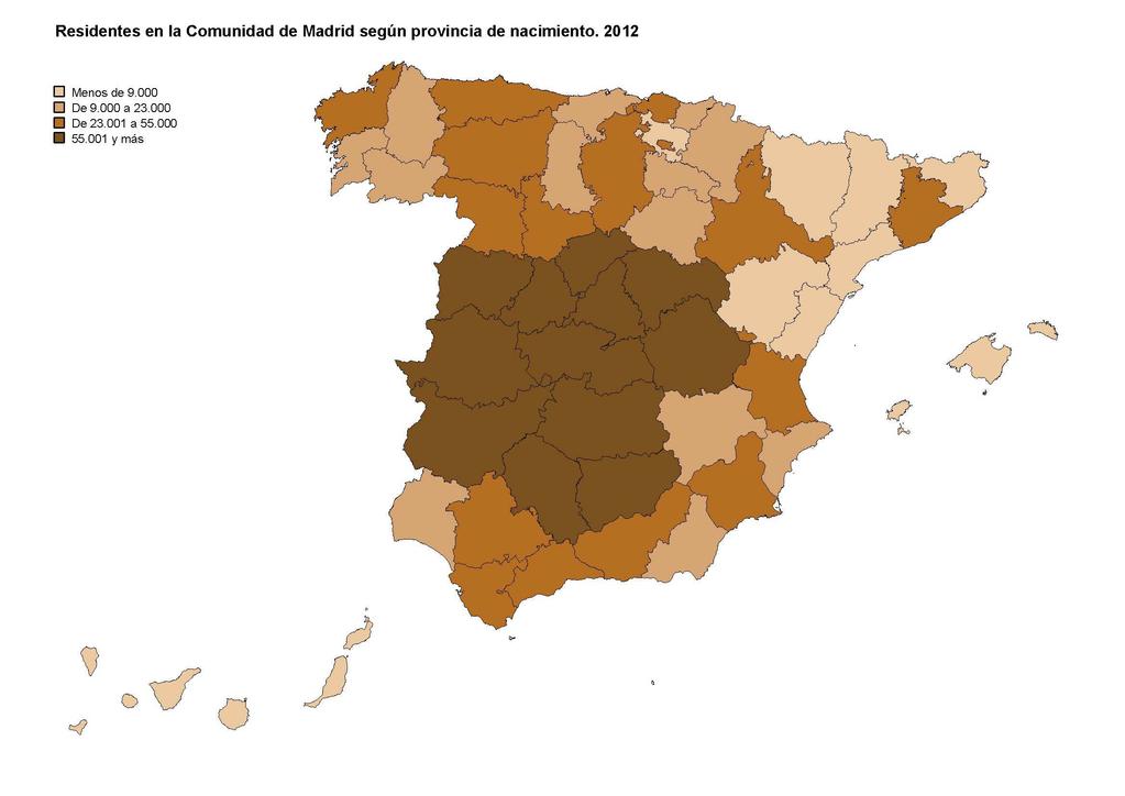 10. Población nacida en España por municipios, según el lugar de nacimiento. 2012 (concl.