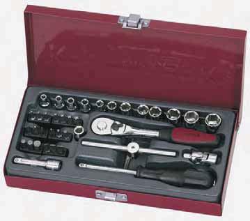 Socket wrench set in solid metal case Juego de llaves de vaso en estuche sólido metálico Jogo de chaves de caixa em caixa metálica 0 1 -.5-5-5.