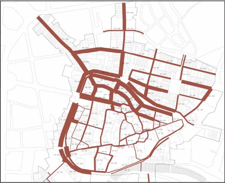 34 Plans de mobilitat urbana Figura 4.2.1. Intensitat mitjana diària (IMD) de vianants al centre urbà de Vic Font: Pla Especial d Urbanització dels Espais Públics de la Ciutat Antiga de Vic (2006).