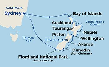 de Nueva Zelanda: Dunedin, Napier, Tauranga, Auckland y Bay of Islands.