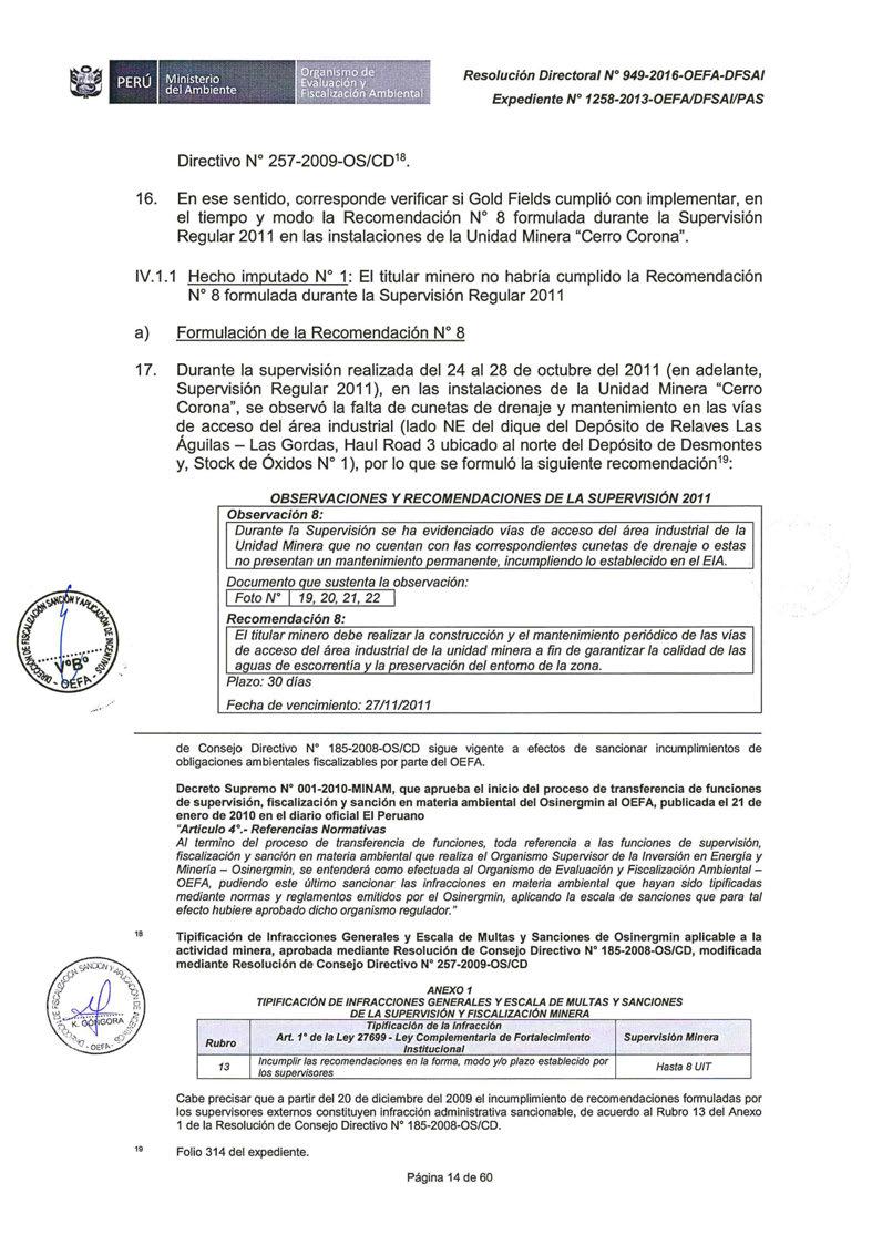 M inisterio del Ambiente Directivo Nº 257-2009-0S/CD 18. 16.