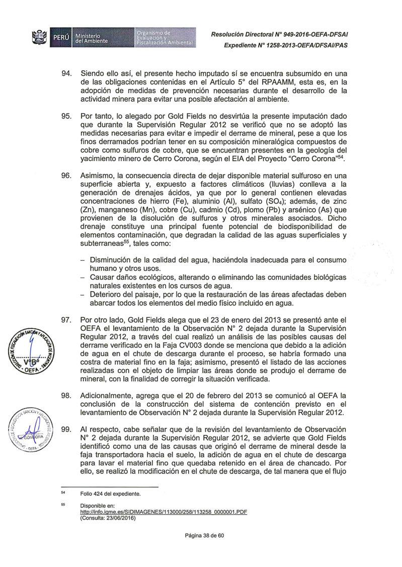 Ministerio del Ambiente Expediente Nº 1258-2013-0EFAIDFSAIIPAS 94. 95. 96.