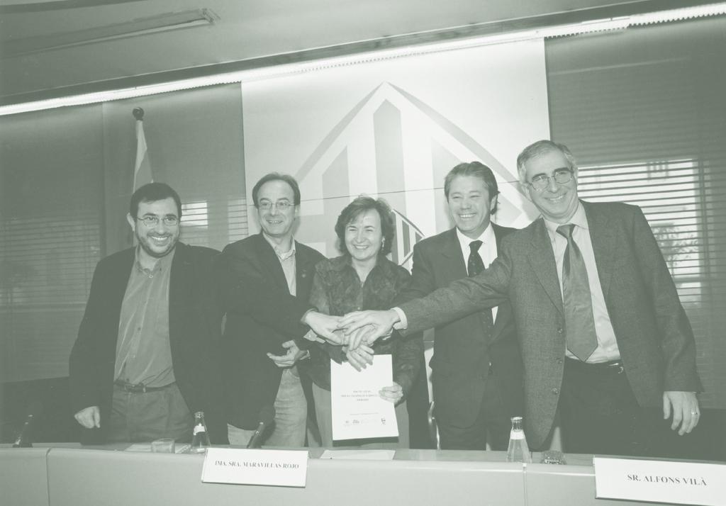 D'esquerra a dreta: Àngel Crespo, Ciríaco Hidalgo, Maravillas Rojo, Alfons Vilà i Jordi Esteller.