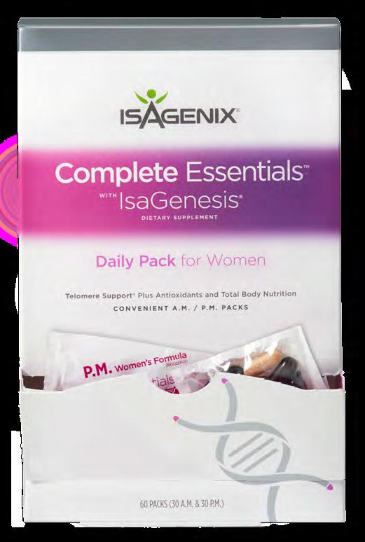 IsaGenesis añade un mayor apoyo celular y de telómeros, además de una amplia gama de vitaminas, minerales, omega-3 y antioxidantes para un envejecimiento y un apoyo nutricional de cuerpo completo.