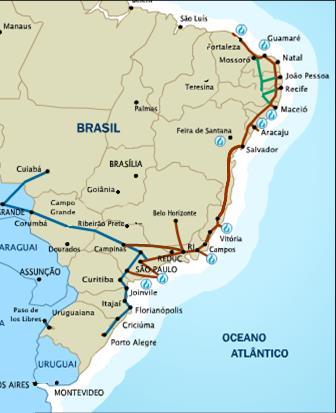 Brasil tiene tres plantas de regasificación en operación y varios otros proyectos de GNL en discusión Projeto Barcarena (PA) Pecém (CE) Projeto Suape (PE) Projeto