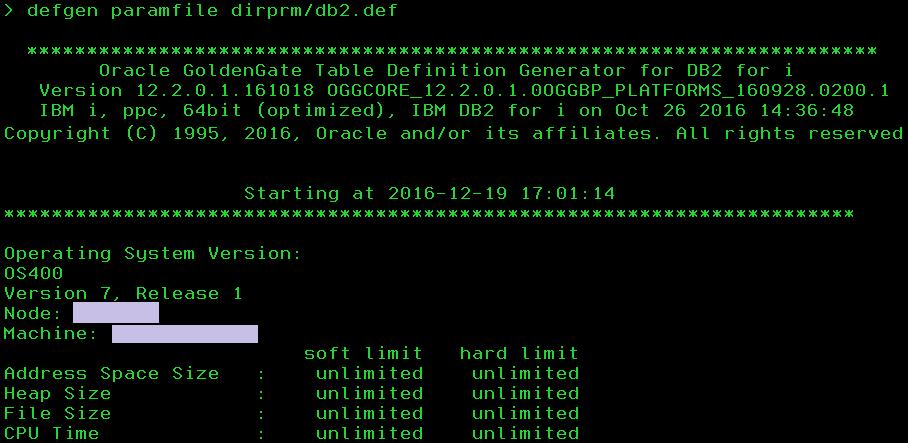 defsfile dirdef/db2.def sourcedb IASP userid GG, password gg table EMP.ENTIDADPRB; Ejecutamos el programa DEFGEN para crear el archivo de definiciones.