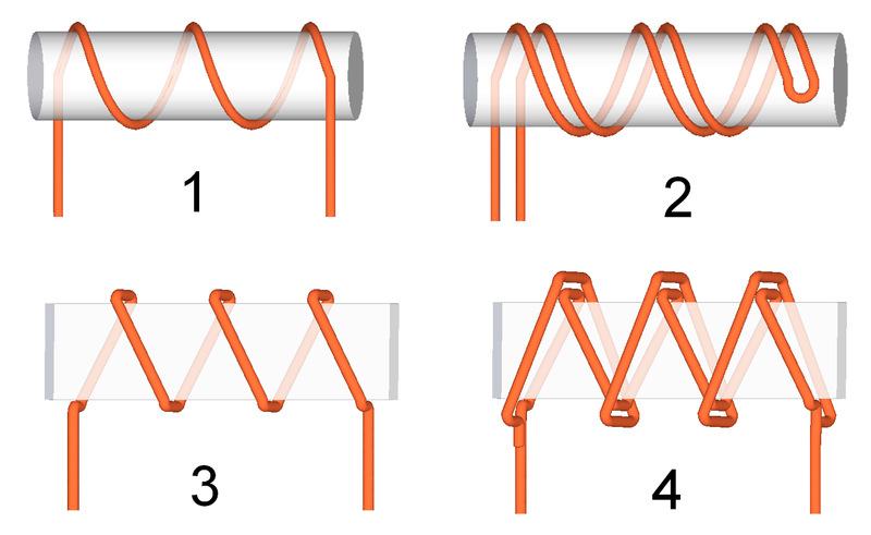 De alambre bobinado Resistores de alambre bobinado: Las resistencias bobinadas se hacen comúnmente enrollando un alambre de metal, por lo general nicrhome (cromo niquel), alrededor de una base de