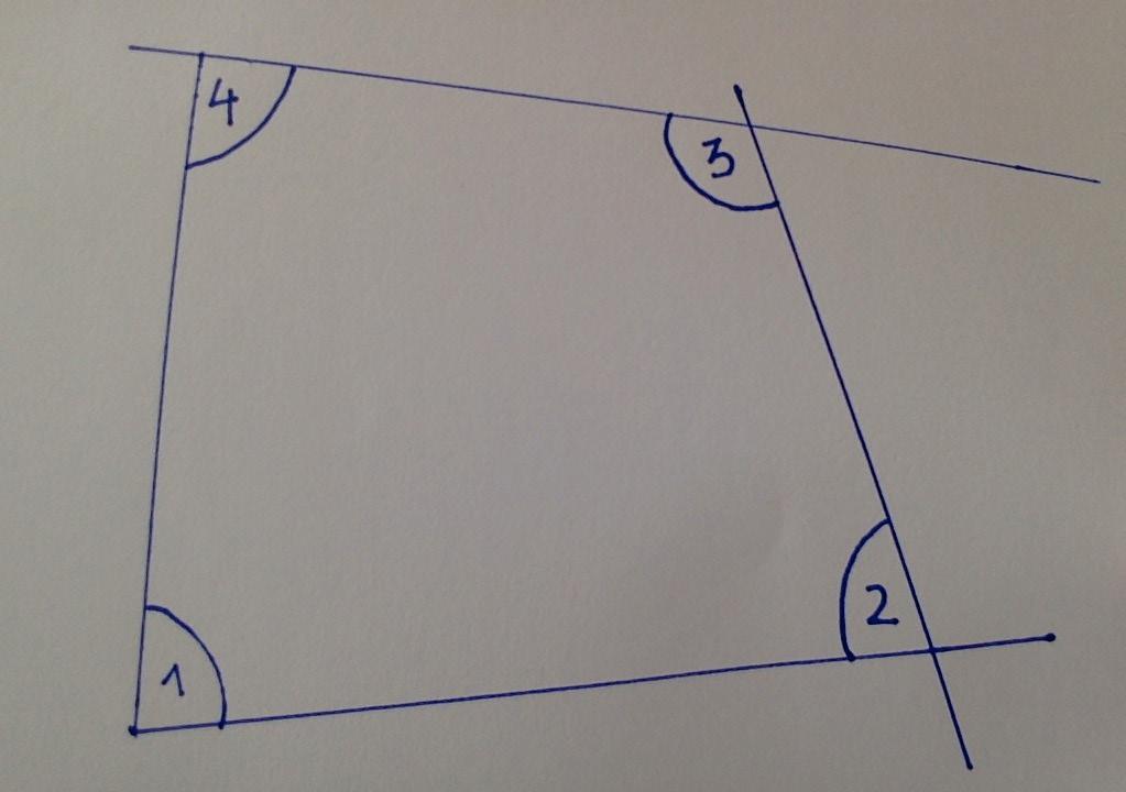 Lámina 1l Clase 1 Dibujar un cuadrilátero cualquiera Medir los ángulos interiores del cuadrilátero Anotar en su cuaderno, siguiendo el siguiente modelo de