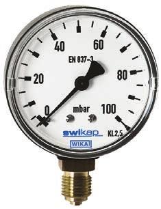 Instrumentos mecánicos de medición de presión Manómetros de cápsula para presiones muy bajas Estos instrumentos son ideales para medios gaseosos. Los rangos de indicación incluyen presiones de 0.