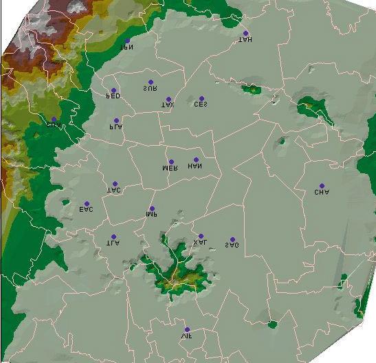 Informe Climatológico Ambiental de la Cuenca del Valle de México. Mapa que muestra el Valle de México y las montañas que lo rodean 2.