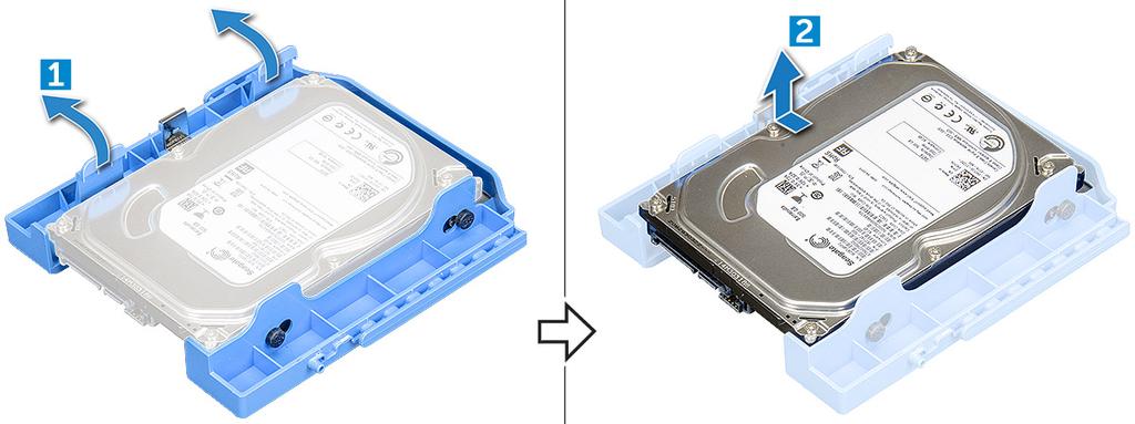 Instalación del ensamblaje de unidad de disco duro de 3,5 pulg. 1 Inserte el ensamblaje de la unidad de disco duro en la ranura en el equipo hasta que encaje en su lugar.