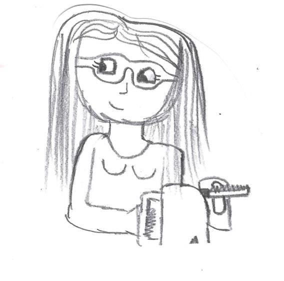 Títol de l Storyboard: 5 Una chica joven de dieciséis años, con unas gafas de protección, coge una caladora, la enciende, y pone cara de