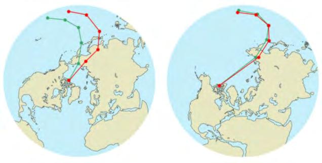 Paleomagnetismo A mediados de los 1950 se empezaron a obtener resultados sorprendentes, que demostraban que el Polo Norte se había desplazado regularmente a lo largo del tiempo.