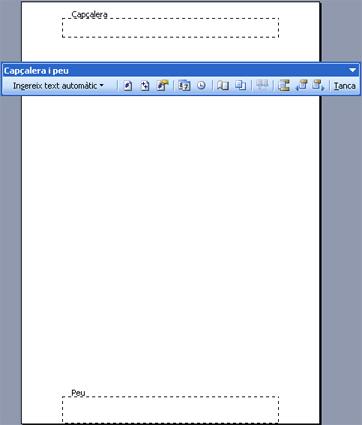 Guia de Microsoft Word 2003 Passos que s han de seguir Definir capçaleres MENÚ: Visualitzar - Capçalera i peu Imatge 6.