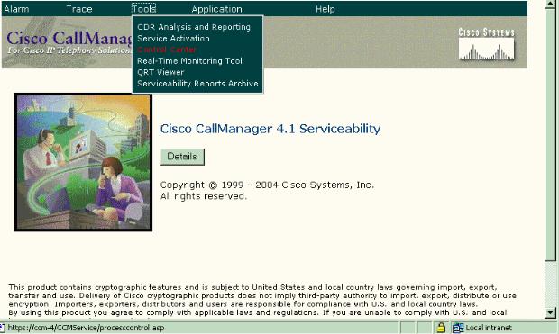 Haga clic en el Cisco Callmanager server, elija Cisco TFTP y haga clic el reinicio.