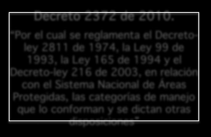 Decreto- Ley 154 de 1976, en cuanto a protección del paisaje Decreto 2372 de 2010.