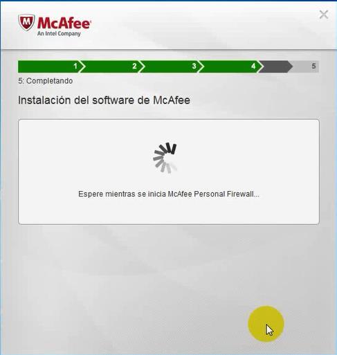 Descargando e instalando McAfee en el PC Windows Fin del proceso de Instalación en el PC Espera a
