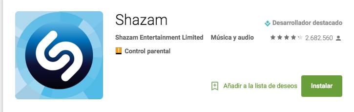 Aplicación Shazam Shazam es una aplicación que incorpora un servicio que permite la identificación de música.