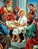 8 5º EL NIÑO JESÚS PERDIDO Y HALLADO EN EL TEMPLO el niño Jesús se quedó en Jerusalén, sin que lo advirtieran sus padres al cabo de tres días, lo encontraron en el Templo, sentado en medio de los
