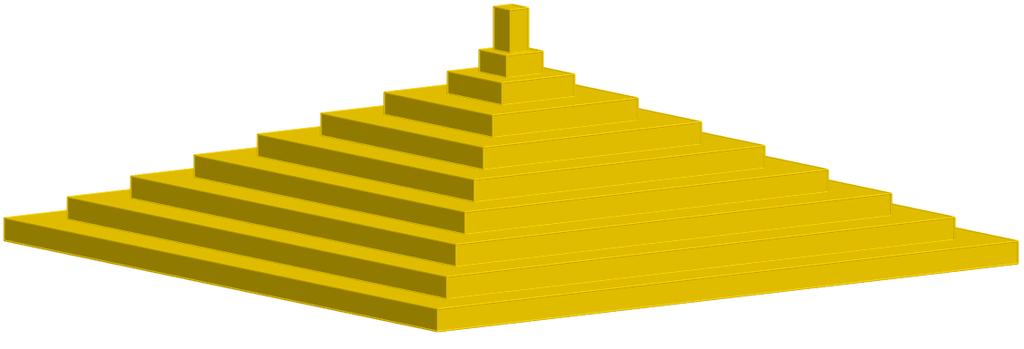 Además de las escaleras, la pirámide cuenta con nueve escalones grandes, todos ellos de la misma altura, lo que le confiere su aspecto escalonado y distinto al de las pirámides egipcias.
