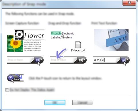 Cómo utilizar P-touch Editor (solo para Windows ) Modo Snap Este modo permite capturar la totalidad o parte de la imagen de la pantalla de su computadora, imprimirla como una imagen y guardarla para