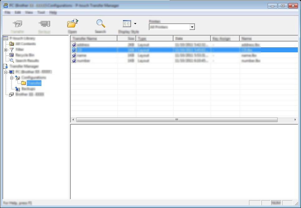 Cómo utilizar P-touch Transfer Manager y P-touch Library (solo para Windows ) Nota Puede confirmar el espacio disponible en la memoria del archivo de transferencia imprimiendo el informe de
