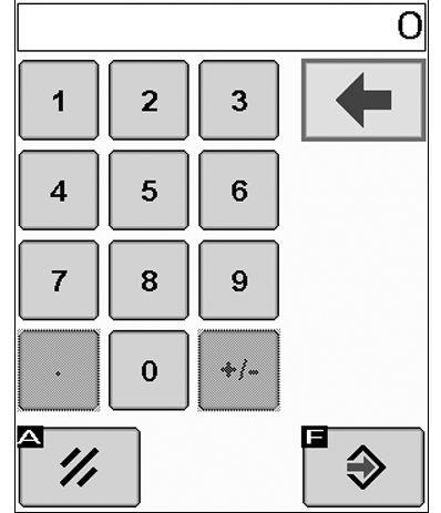 Cómo empezar a usar la pantalla Si el cuadro de entrada admite un valor numérico con un intervalo grande de valores, su valor se cambia con el teclado. 1.