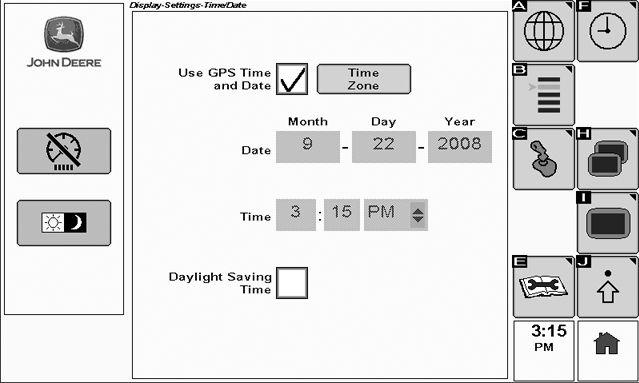 Cómo empezar a usar la pantalla Cómo fijar la hora y la fecha PC10857HC UN 30OCT08 Para visualizar la páginas de hora y fecha, seleccionar: Menú > Pantalla > Parámetros > Hora y fecha Fijar la hora y