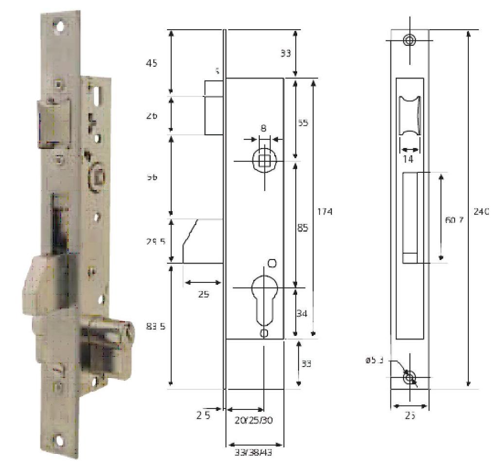 Cerradura Basculante Cerraduras de palanca basculante para perfiles de Aluminio.