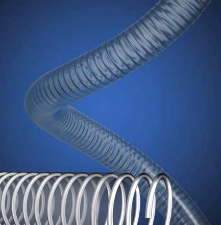 Transmetal Tubería fabricada en compuesto vinílico, atóxico, alimentario, flexible y transparente con espiral metálica en acero galvanizado.